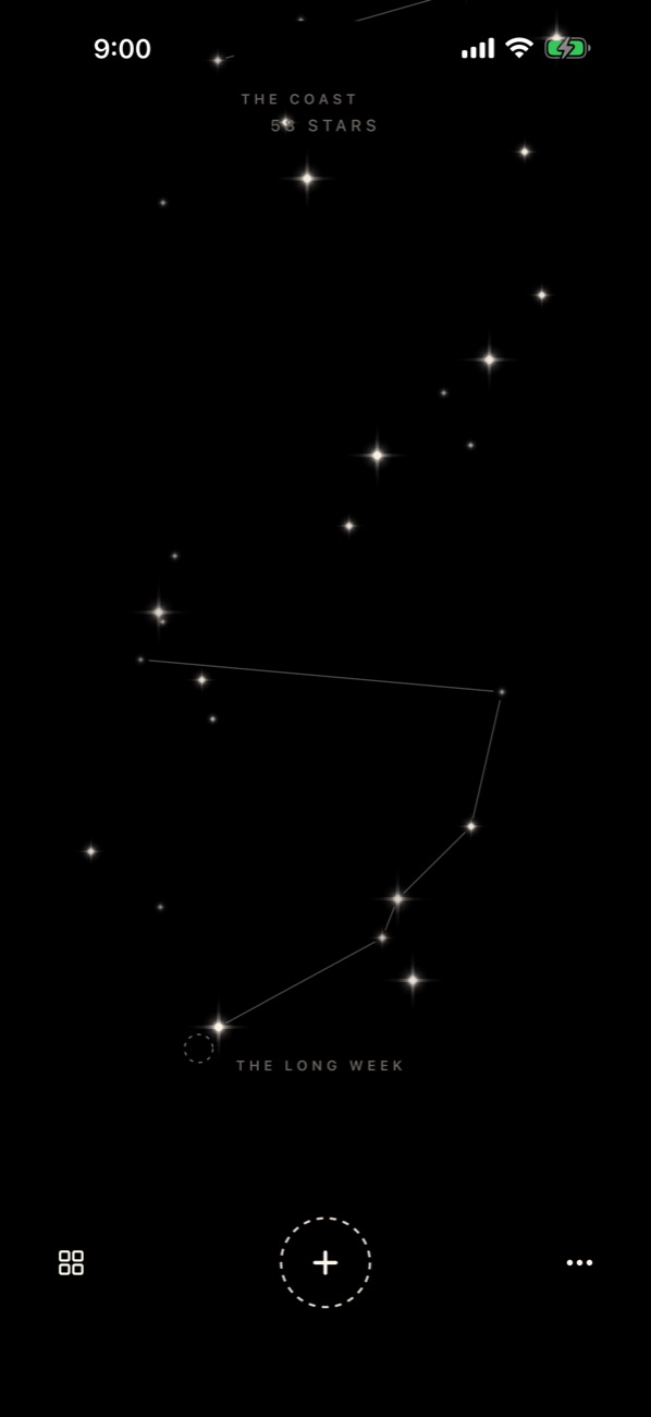 The sky of stars, with two named shapes